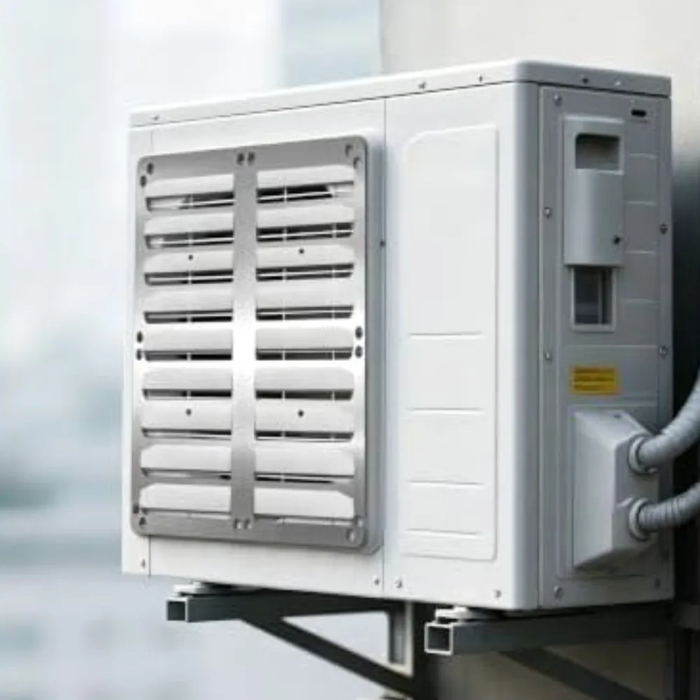 Stainless Steel Air Conditioner Outdoor Unit Air Guide Plate No Drilling Required Efficient Heat Dissipation Deflector