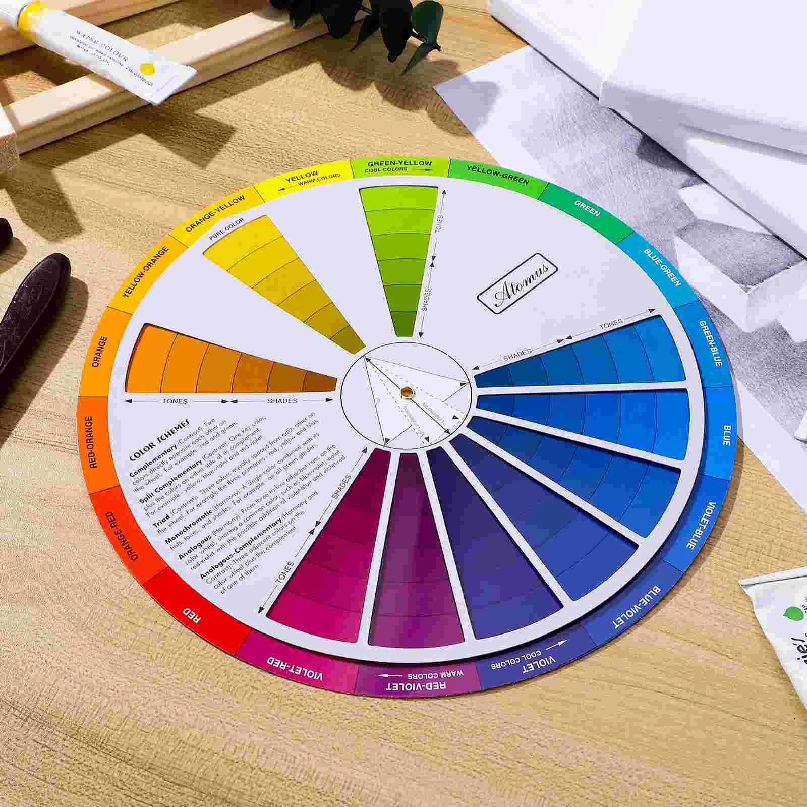 Color Wheel Tool For Watercolor Painting Board Chart Color Learning Card Art Supplies Mixed Tool Colour Guide Wheel Rotation