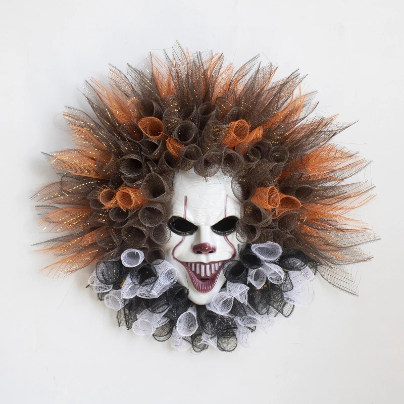 nouveau-halloween-clown-renaissance-masque-couronne-famille-festival-fete-horreur-decoration-porte-d'entree-decoration-couronne