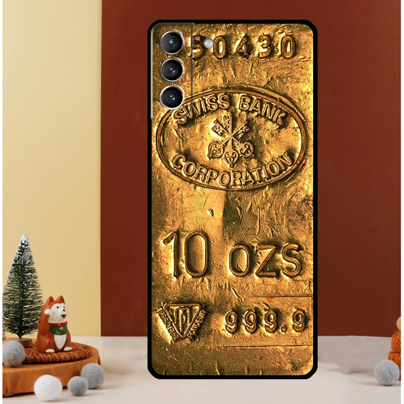 Switzerland Fine Gold Case For Samsung Galaxy S23 Ultra S24 S22 Note 20 Ultra 10 Plus S8 S9 S10 S20 S21 FE Cover