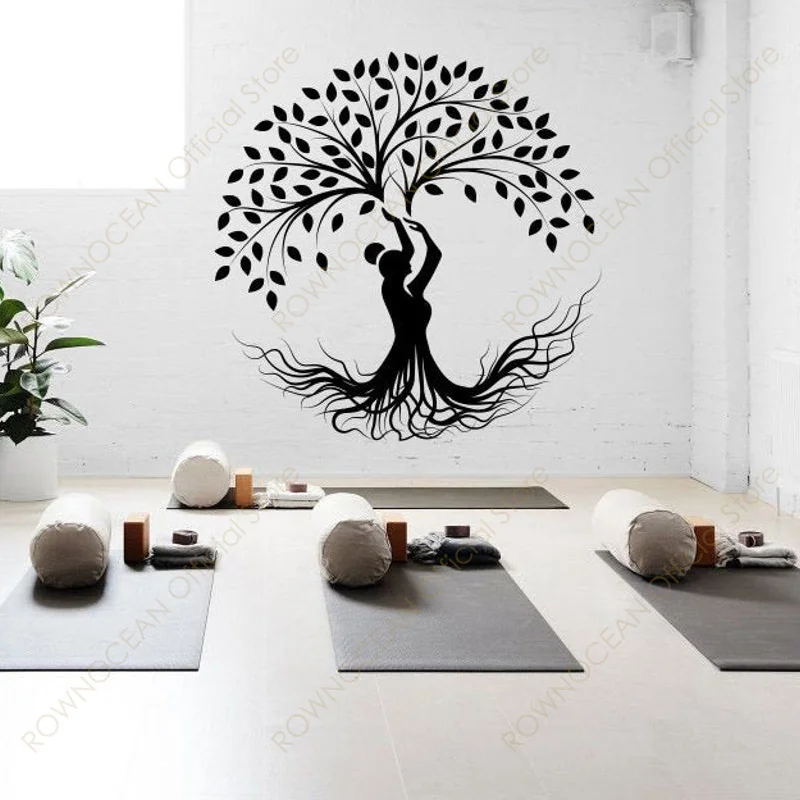 Creative Design Yoga Tree Wall Sticker Vinyl Home Decor Interior Room Yoga Studio Meditation Decals Removable Murals Poster 4904