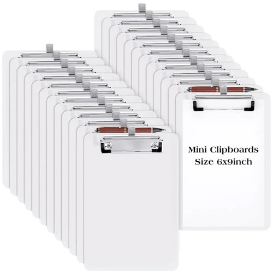 

24 Pcs Bulk Mini Clipboards with Pen Holder Clip A5 Memo Clipboard 6x9 Small Plastic Clip Boards for School Office Restaurant C