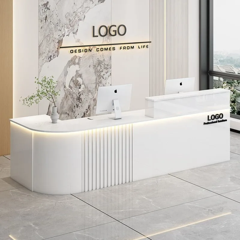 Modern simple clothing store reception desk catering bar checkout page light luxury company bar
