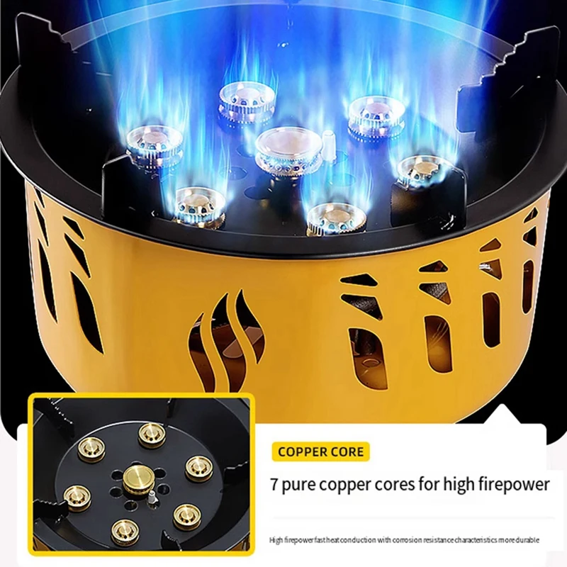 Outdoor 7Core  Power Gases Burner Stove Backpacking Stove Adjustable Gases Valve Windproof Stove Burner