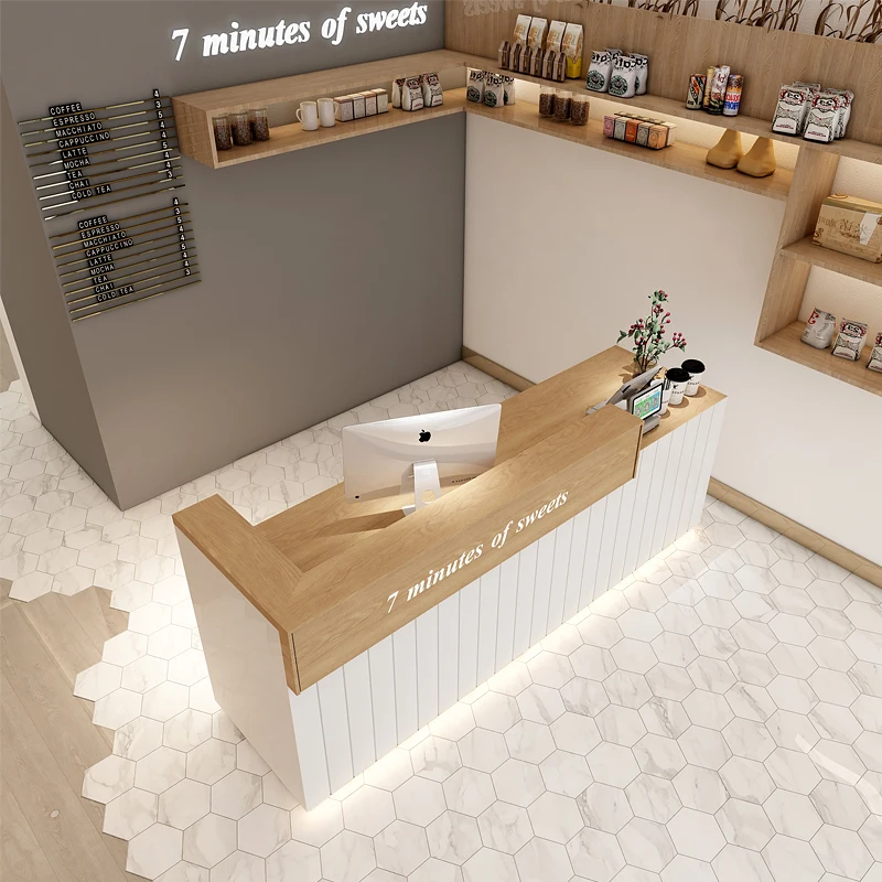 custom.Fashion White Salon Reception Desk Wood Reception Desk Front Office Desk Reception Checkout Counters For Retail Store