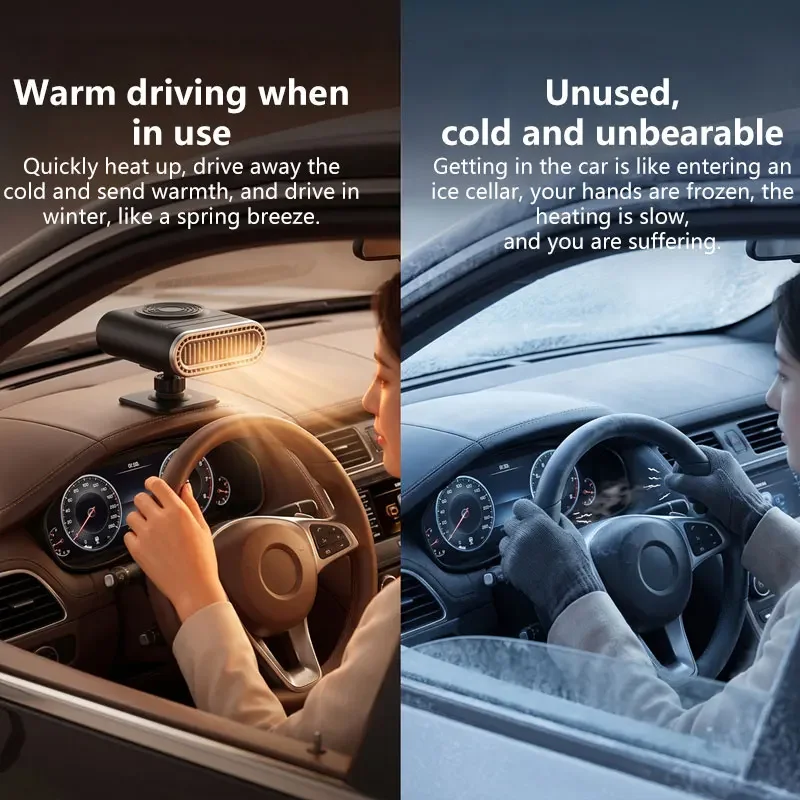 Lenovo Portable Car Dashboard Heater/Fan 12V Black Heating and Cooling Functions Fast Defrosting and Demisting Quiet Operation