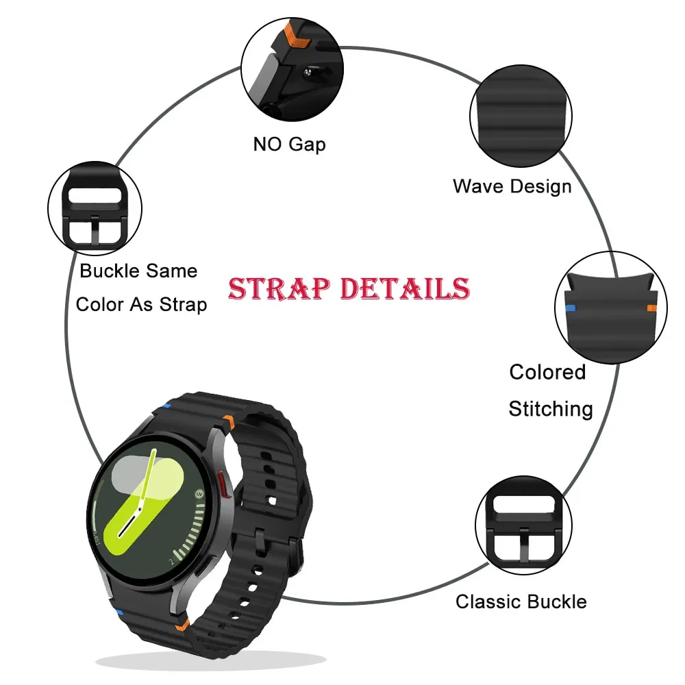 Cinturino in silicone originale per Samsung Galaxy Watch 7 6 5 4 40mm 44mm Bracciale per Galaxy Watch 6 4Classic 43mm 47mm Cinturino