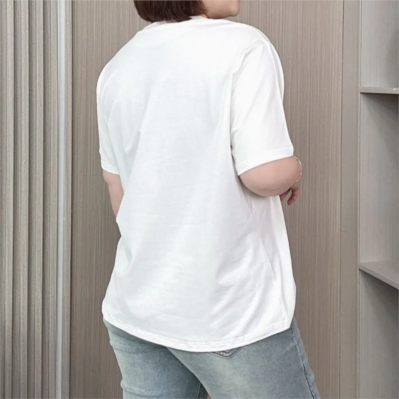 Cotton Short Sleeve T-shirt Women Summer 2024 New Plus Size Loose Fashion Casual Embroidery Tees