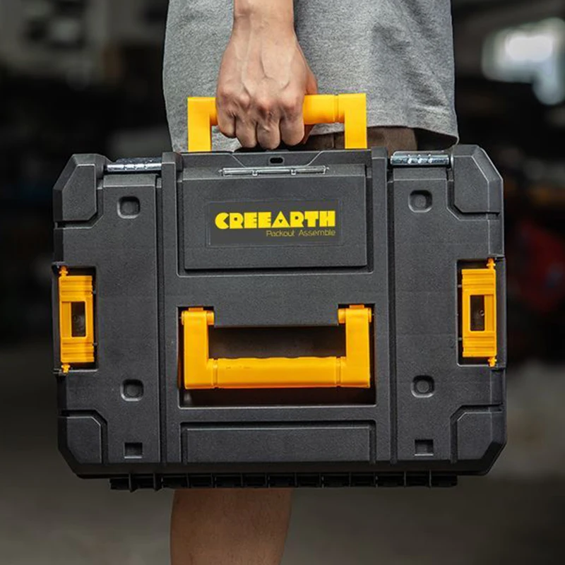 Stacked Tool Case Portable Hardware Storage Tool Box Electric Drill Wrench Lithium Battery Tools Organizer Household Toolbox