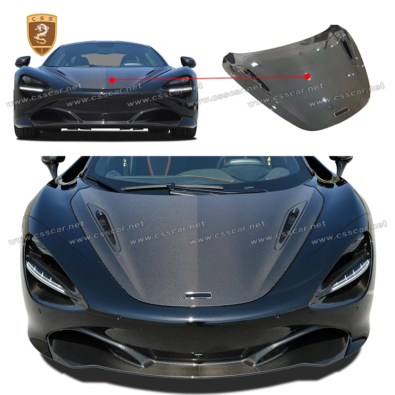

High Quality Dry Carbon Fiber Front Bumper Engine Hood Bonnet Vent Cover For Mclaren 720S OEM Style Air Intake Cooling Hood kit