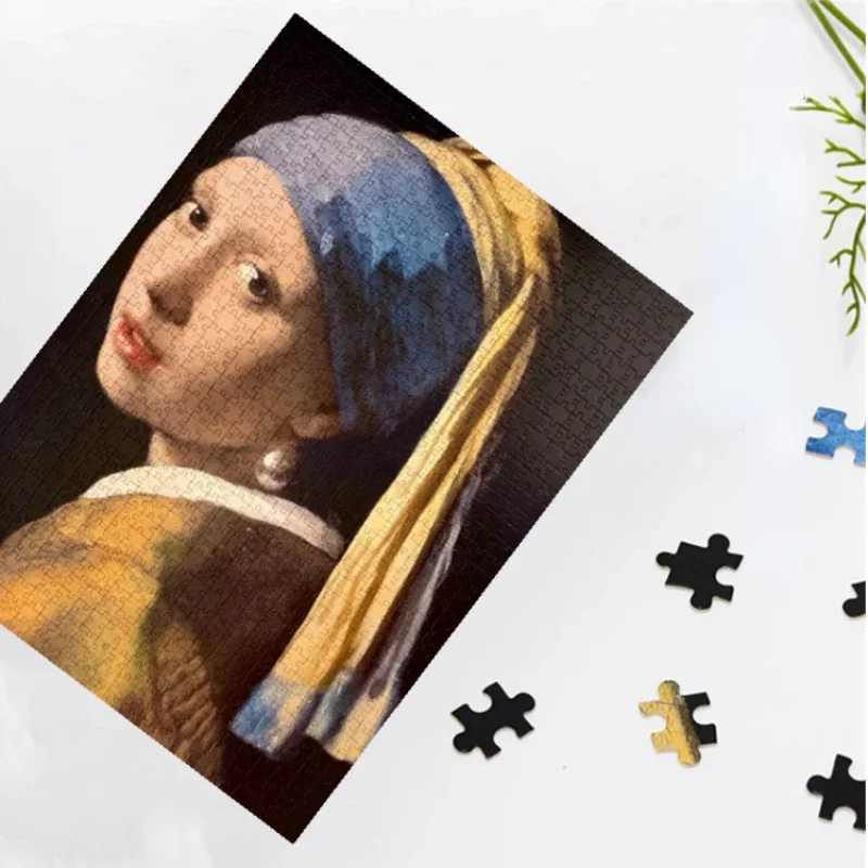 MaxRenard 10*15cm 150 sztuk puzzle Jan Vermeer Het Meisje Met De Parel papier do malowania puzzle dla dorosłych