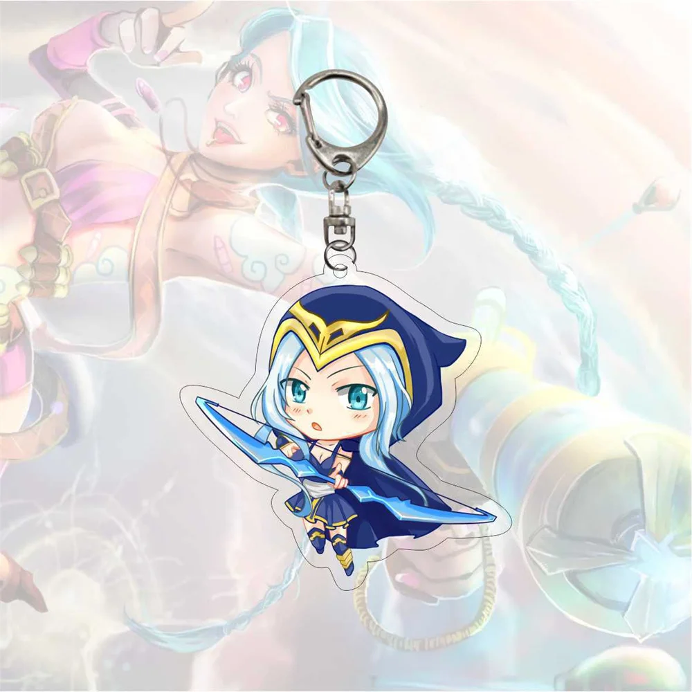 Game LOL Jinx The Chem Baroness Renata Glasc Anime Keychain Cosplay Key Chain Accessories Pendant Cartoon Pendant Gift