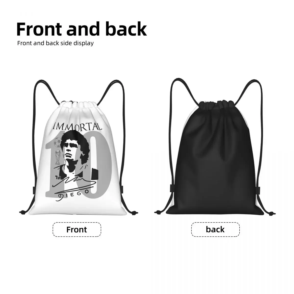 Custom Argentina Soccer Legend Soccer D10s Diego Maradonas Drawstring Backpack Bags Lightweight Gym Sports Sackpack Sacks For