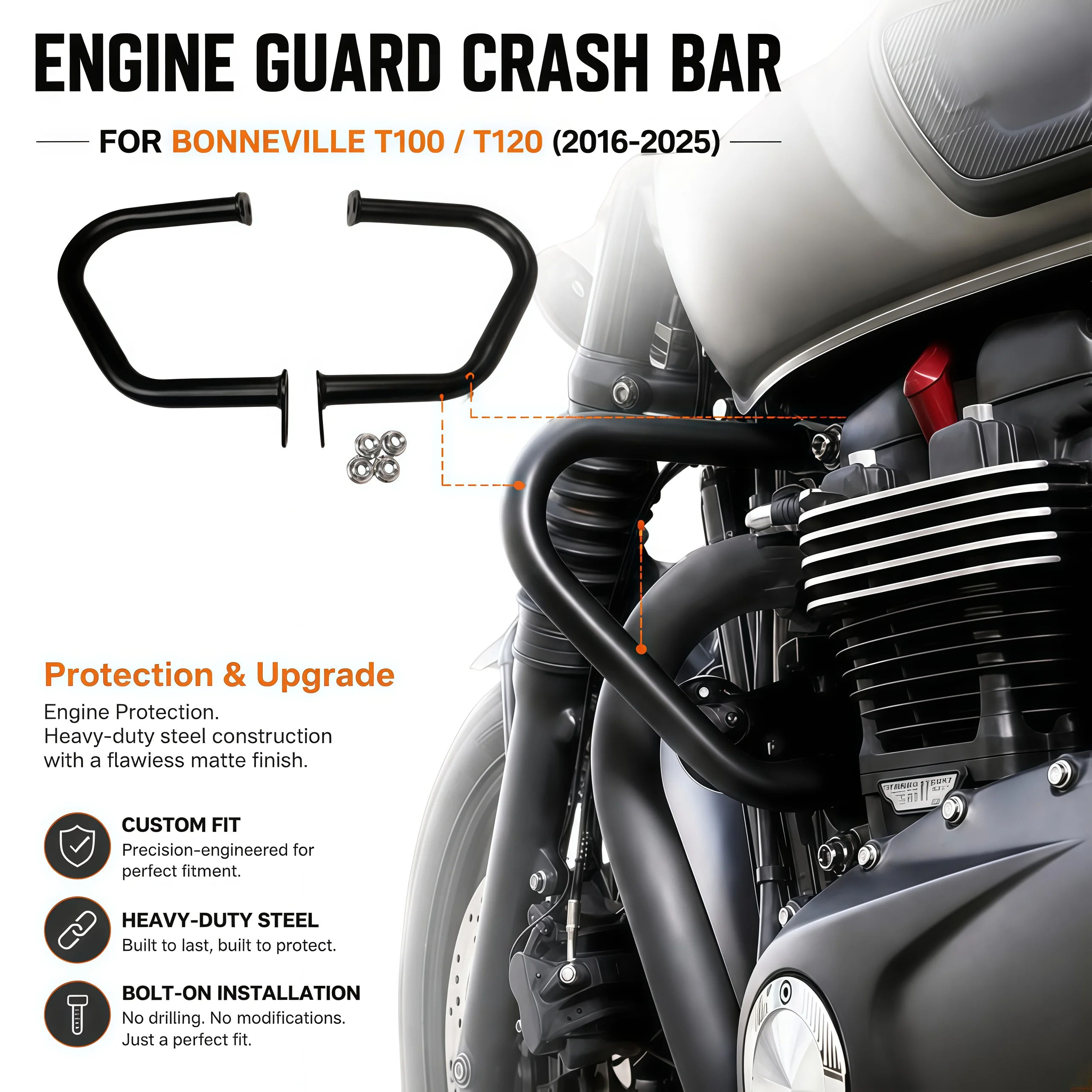 Motorcycle Engine Guard Crash Bar For Bonneville T100 T120 Thruxton R Street Twin 2016-2020 Highway Bar Bumper Side Protection