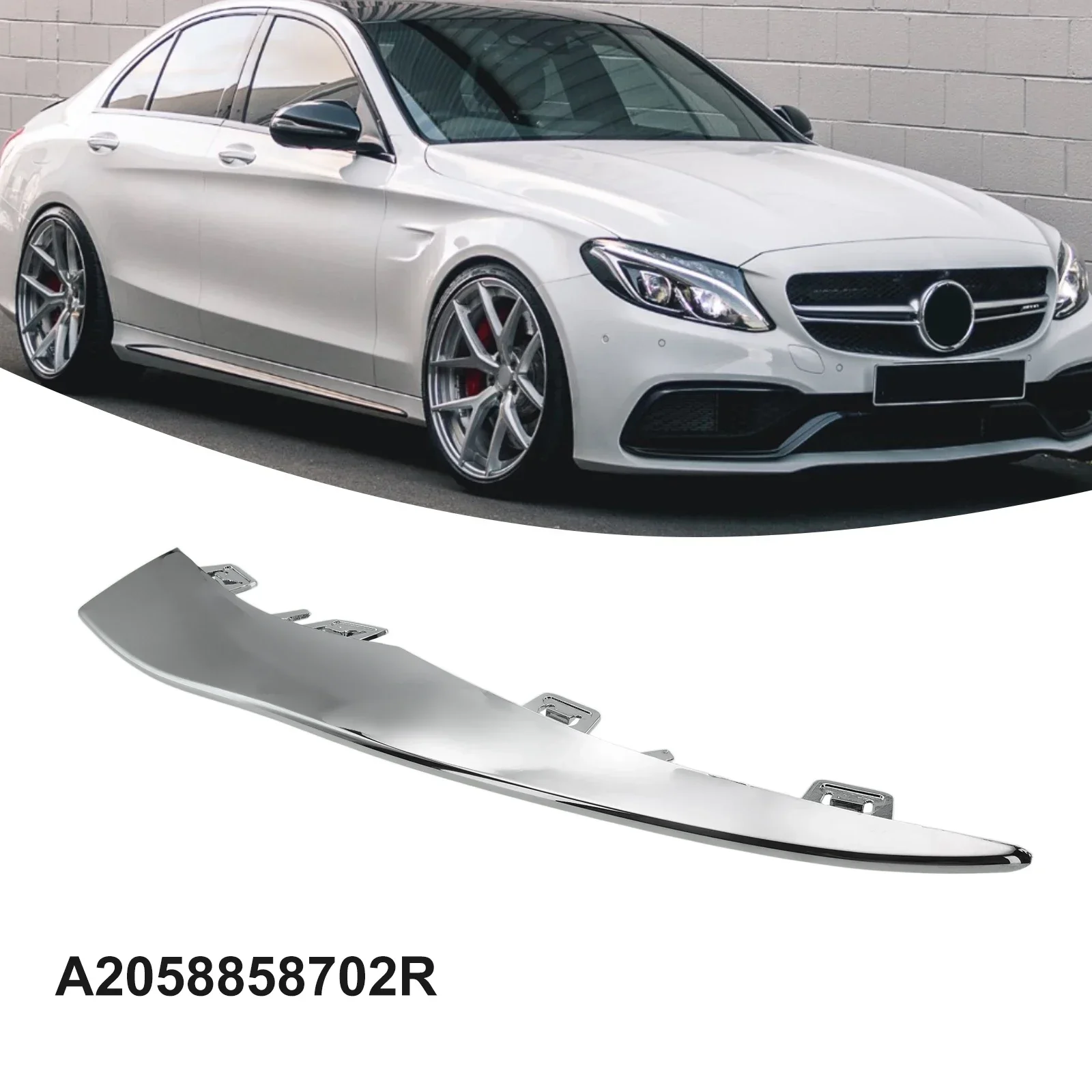 

For Mercedes C-Class W205 19-21 Bumper Front Strip. Bumper Trim Strip ABS Anti-corrosion Non-deformation Right