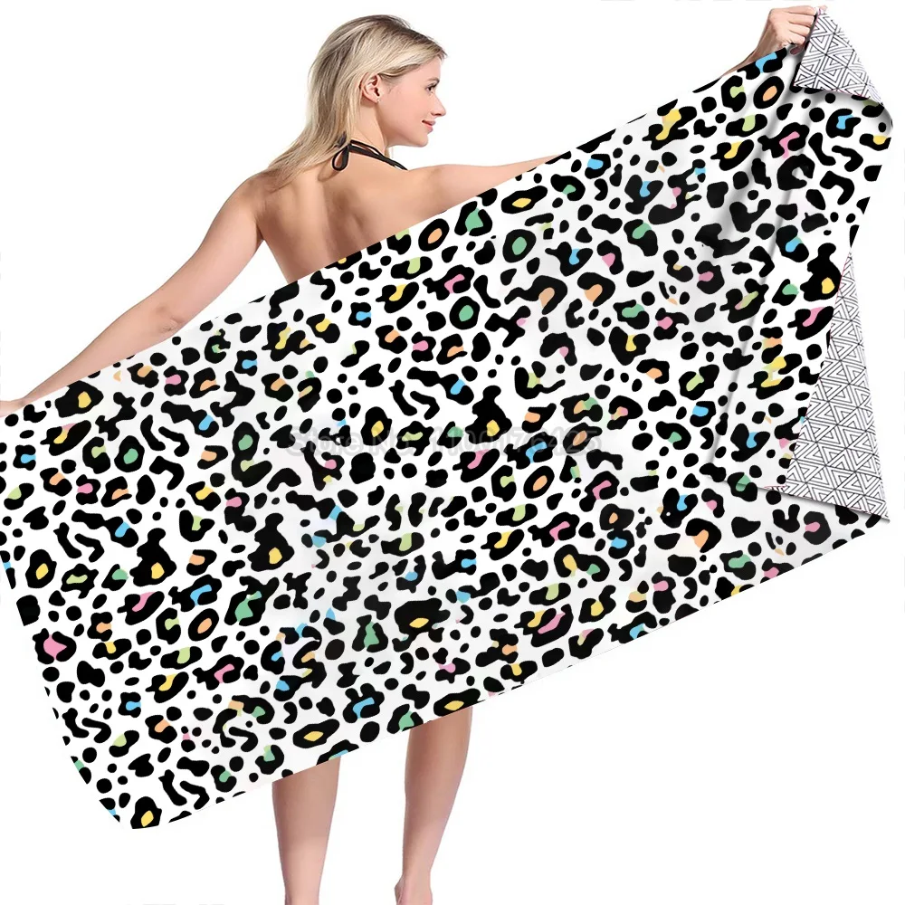 Microfiber Beach Towel Leopard Pattern Quick Dry Bath Towel Sandproof Summer Swimming Washcloth Bath Bathroom Decor