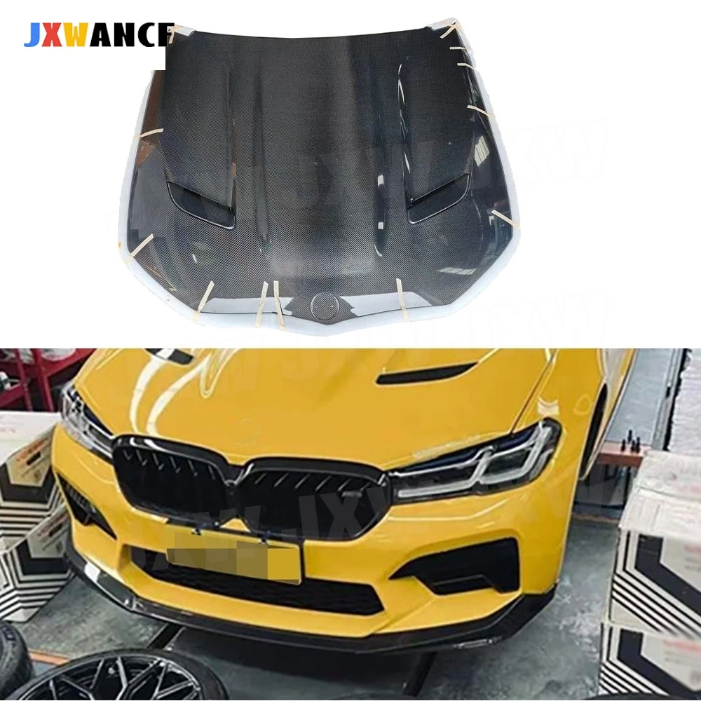 

JXWANCF передняя крышка капота двигателя из углеродного волокна для BMW 5 серии F90 M5 2018 + FRP, украшение капота двигателя автомобиля, Bodykit