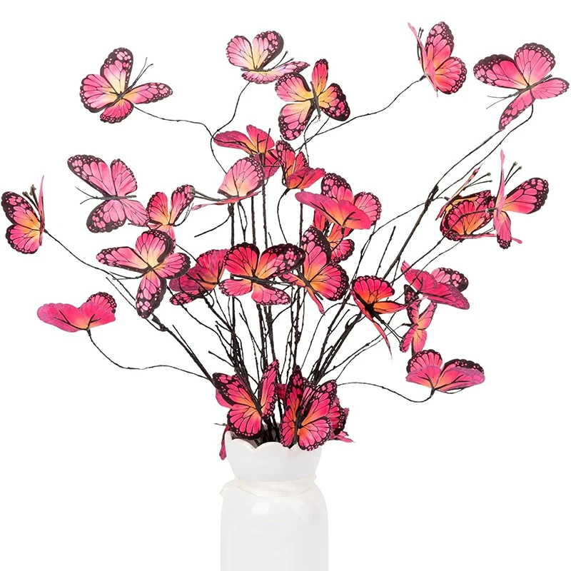 

1Pcs 110cm Artificial Flower Bouquet With 9 Heads Butterfly Flowers Branches for Home Room Wedding Decoration Party Fake Flower