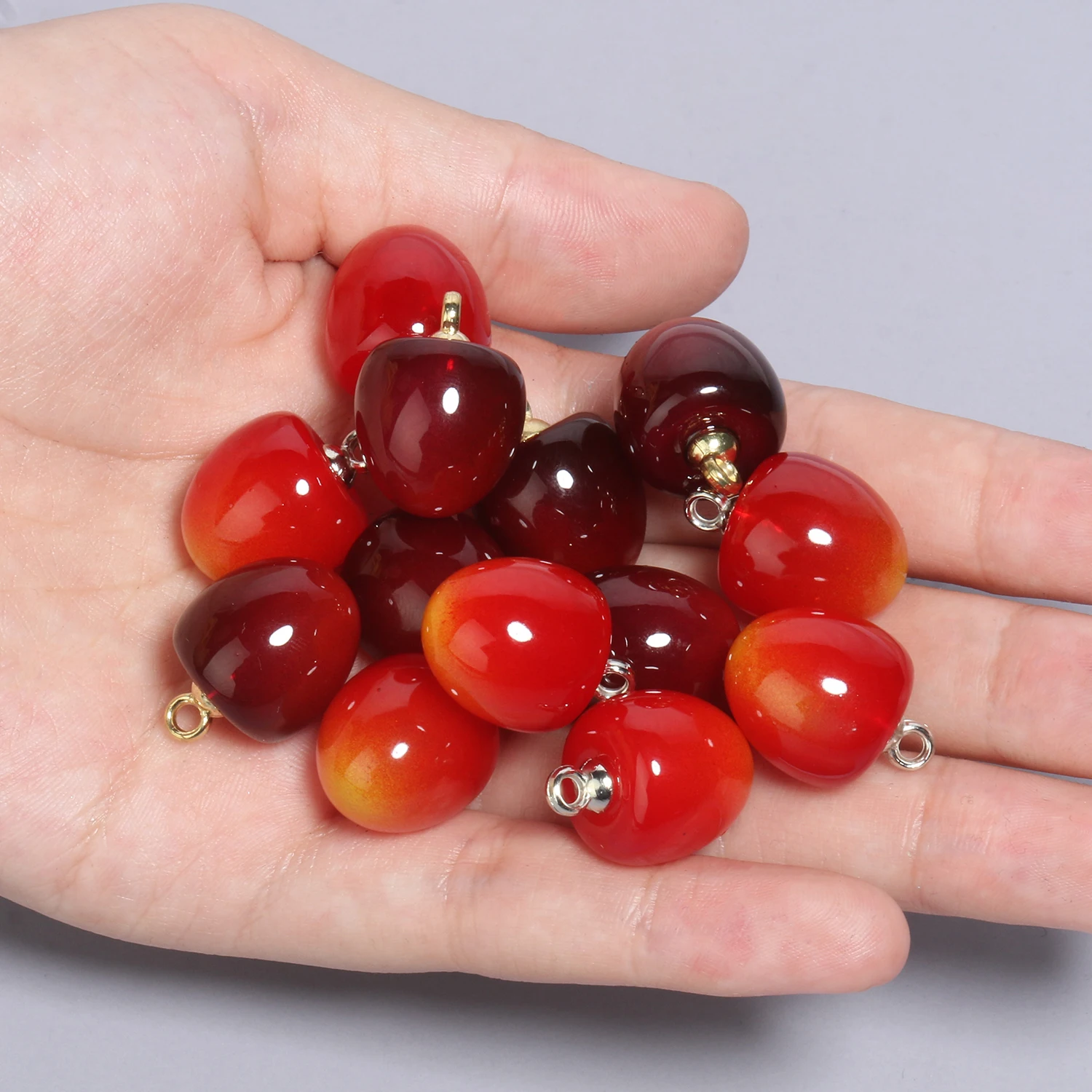 10Pcs Fruit Charms Pendant Resin Cherry Shape Earring Charms Diy Findings Keychain Bracelets Pendant For Jewelry Making Supplies