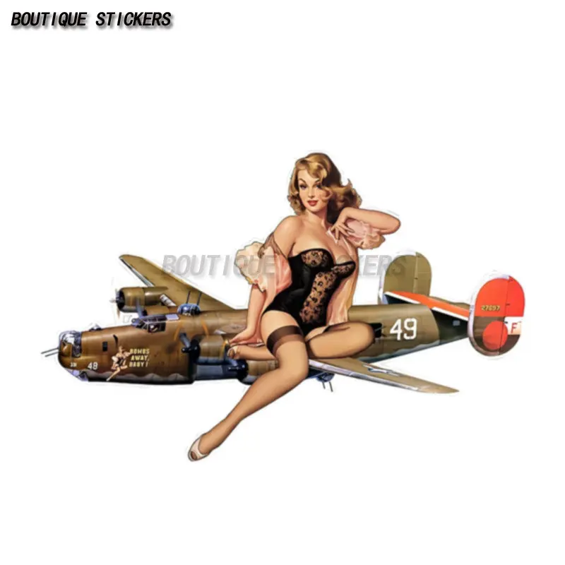 AIRPLANE Creative Car Sticker Sexy PIN UP Girl Waterproof PVC Decal Personalized Car Motorcycle Decoration Accessories
