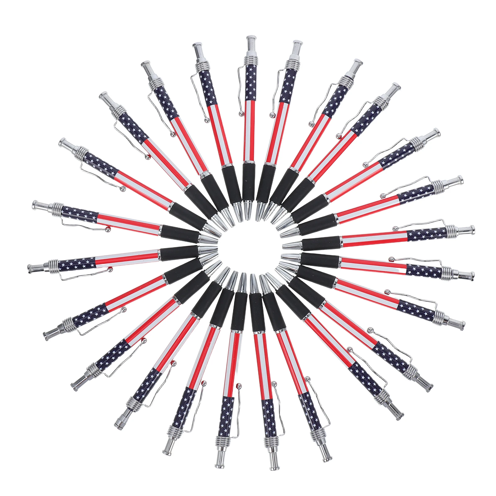

24 шт. шариковые ручки с американским флагом, выдвижные черные чернила 1,0 мм, профессиональные ручки для письма для школы, офиса, патриотических мероприятий