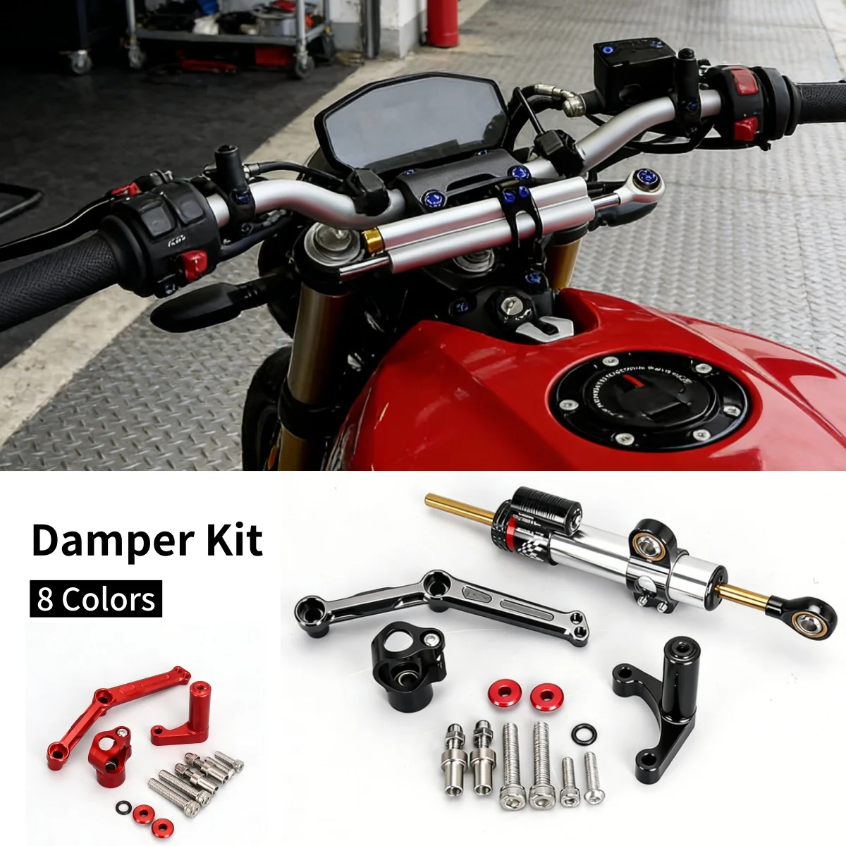 

Motorcycle Adjustable Steering Damper Bracket CNC Aluminum Stabilizer Support For Ducati Monster 797 821 1200 1200S 2014-2021