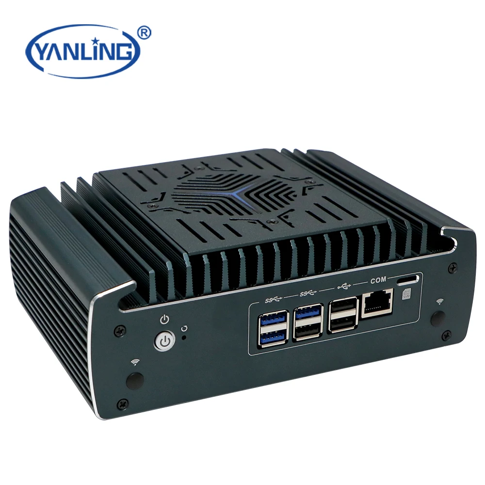 Yanling  Embedded Barebone Industrial Mini pc 6 port with 1 Rj45 Com Usbs Dp Hd