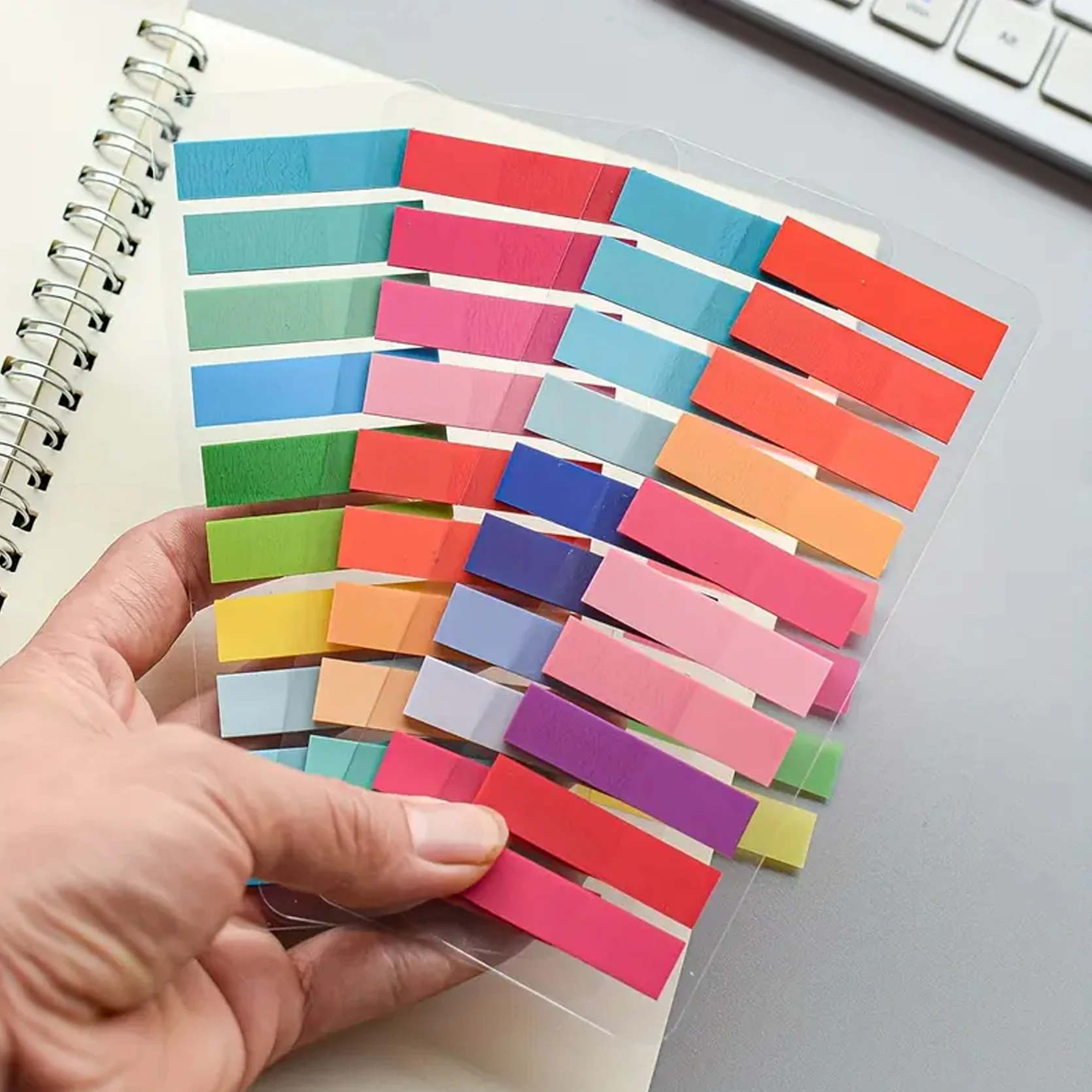800 Blatt, 4 Arten PET Transparente Haftnotizen, Index-Tabs, Bunte Memo-Fahnen, Etiketten für den Schulanfang – Detail 6