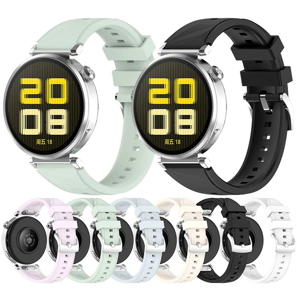

18mm Thicken Silicone Watchband 5.5-8.7" Pin Buckle Sports Strap with Connector For HUAWEI GT6 41MM/ Watch5 42MM/ GT5 Pro 42MM