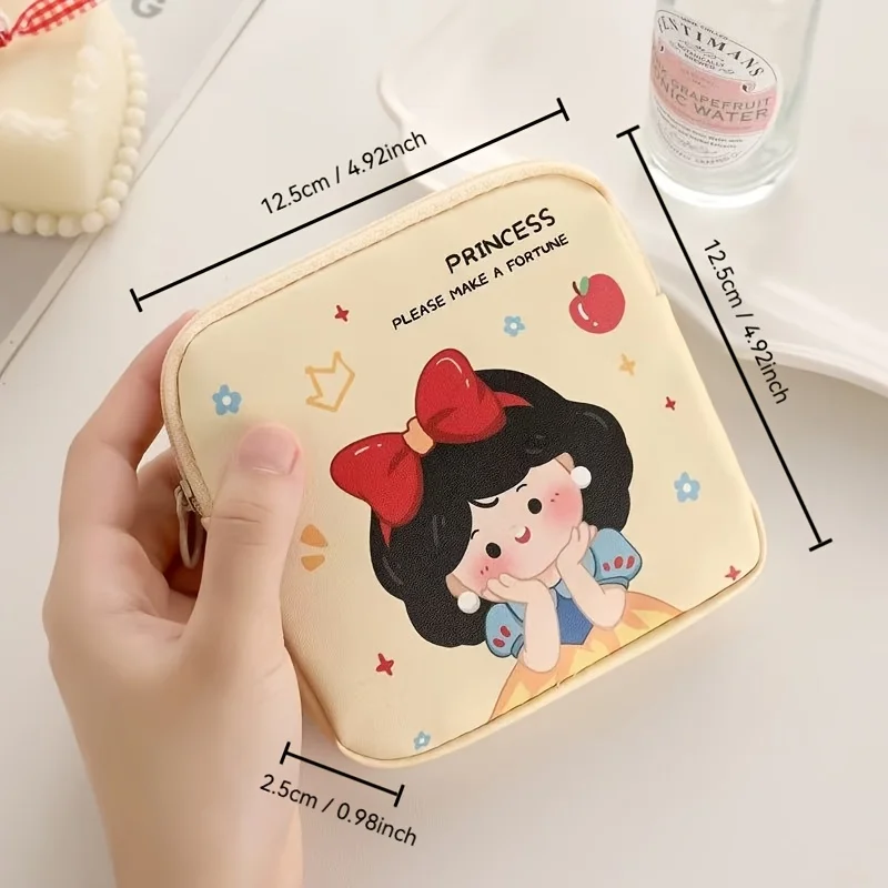 Disney Princess Makeup Bag Mini Cute Portable Washable Travel Cosmetic Pouch Sanitary Napkin Holder for Women Gift Idea