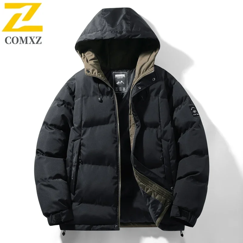 

High Quality Men's Down Cotton Jacket 2024 Winter New Fashion Shoulder Print Design Warm Cotton Coat Trendy Brand Men's Coat