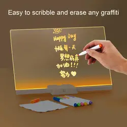 LED Luminous Note Board with Colors Light Up Acrylic Message Board Transparent Faux Crystal Clear Children Scribbling Board