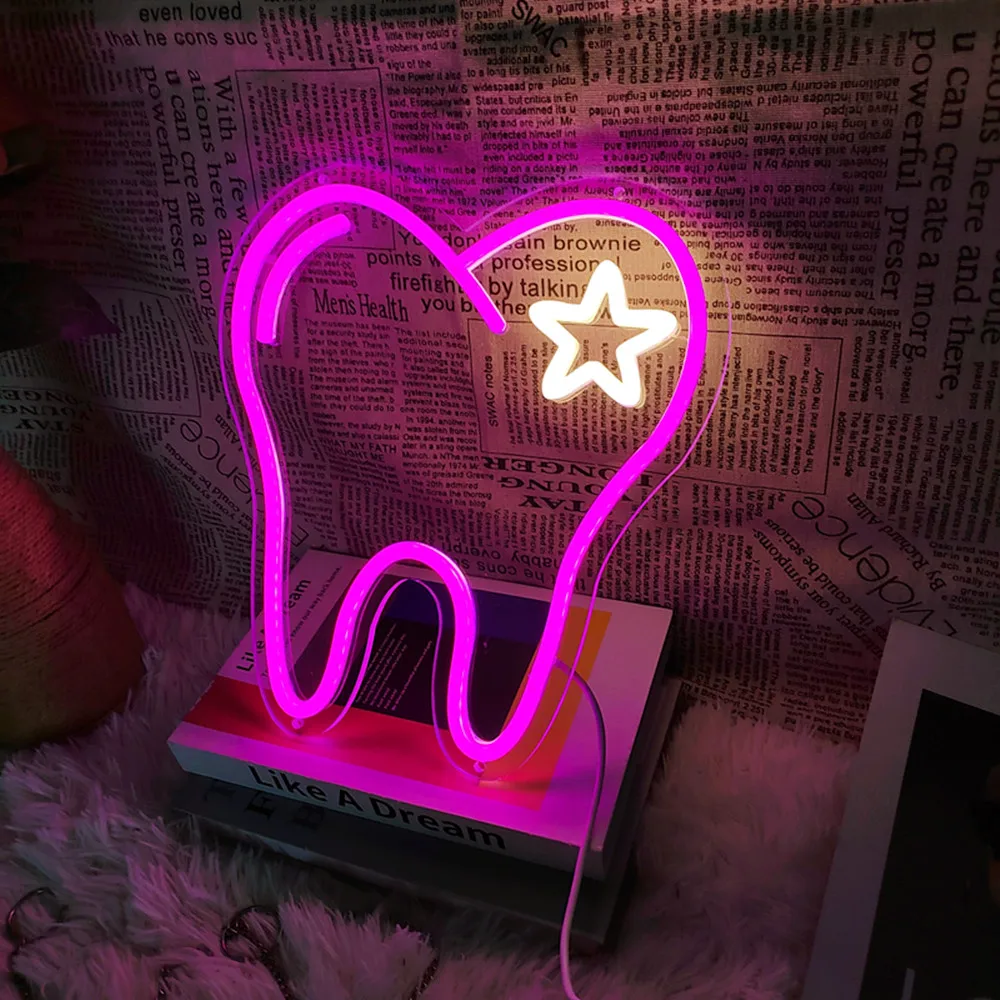 

Tooth Neon Sign LED Teeth Sign for Dental Office Decor Wall Hanging Lights for Dentistry Wall Decor Business Sign Gift 5v USB