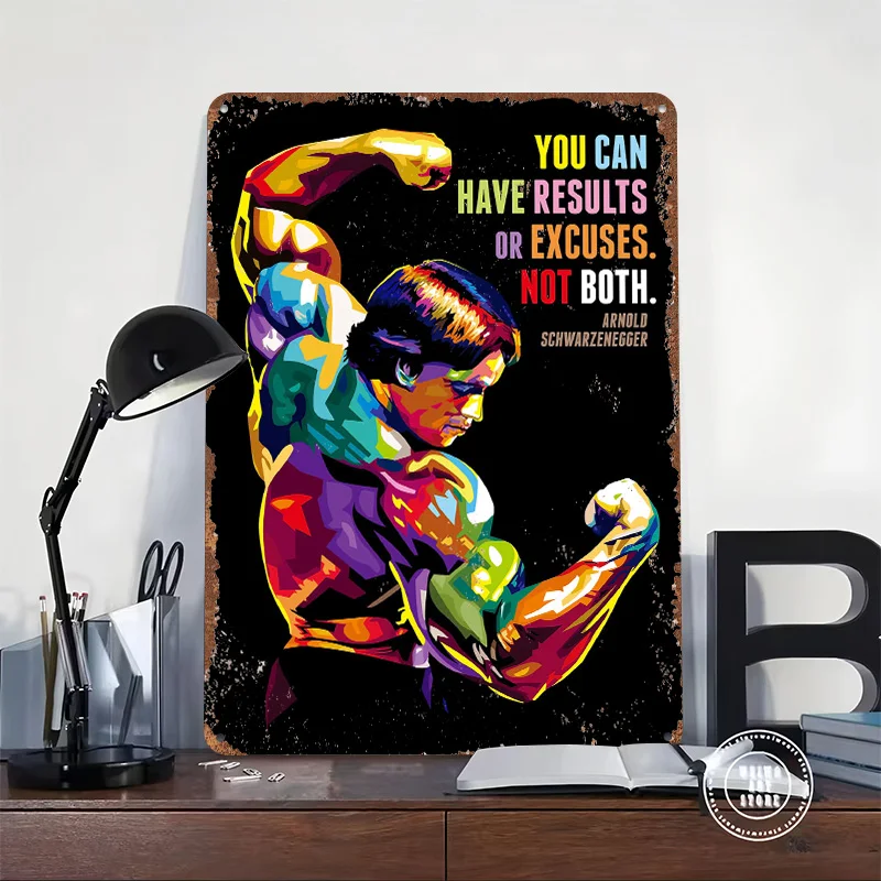 Arnold Schwarzenegger Printed Posters Customizable Wall Art Retro Vintage Metal Tin Signs for Home Room Office Decoration Gaming