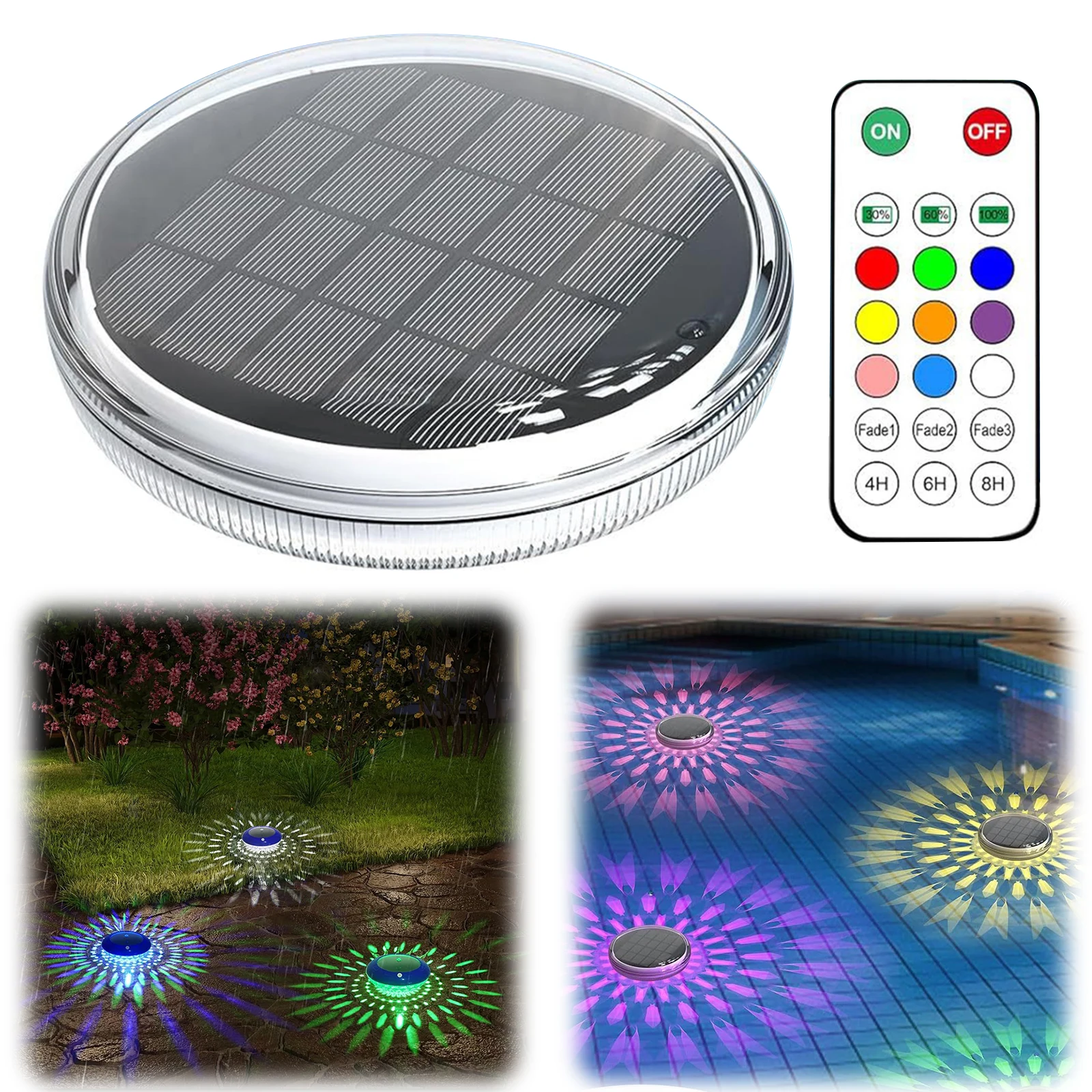 LED Solar Pool Lights 9 Colors 3 Modes Remote Control Floating LED Lamp 3 Timer Water Float Light for Beach Patio Poolside Decor
