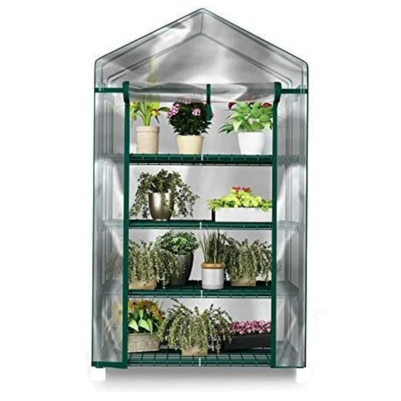 Mini Greenhouse Indoor Greenhouse Outdoor Greenhouse 4-Tier Sturdy Portable Shelves-Grow Plants, Seedlings, Herbs