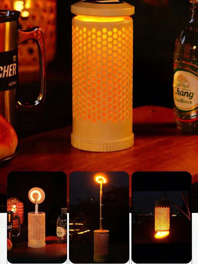 Multi-functional Camping Lanter Rechargeable 28 High-Brightness LED Lantern Telescoping Dual Color Light 180°Rotatable With Hook