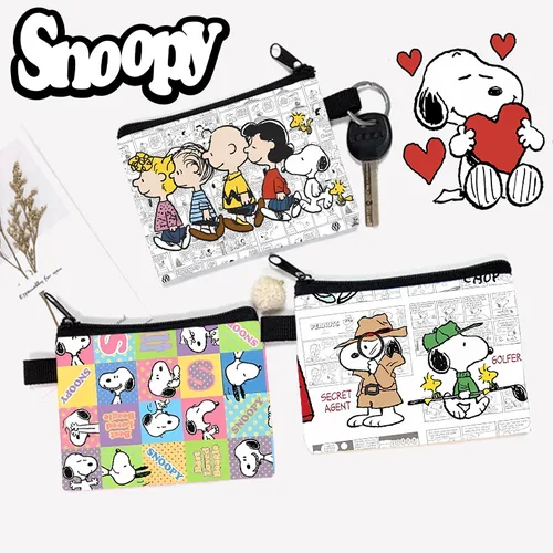 스누피 동전 지갑 귀여운 우드스톡 작은 지갑, 재미있는 이어버드 키 보관 가방, 트렌디 휴대용 변경 거치대, 생일 크리스마스 선물 