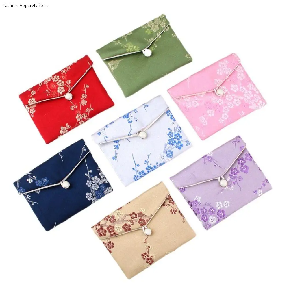 

Antique Satin Jewelery Bag Embroidered Floral Wallet Chinese Style Necklace Bag Coin Purse Wedding