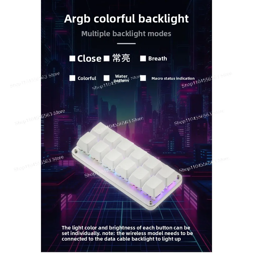 12-Key Mechanical Keyboard - Custom Macro Programming with Bluetooth for Gaming
