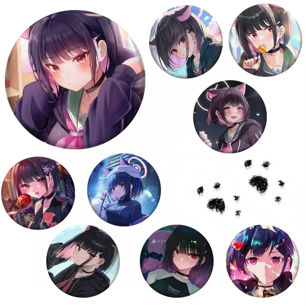 Kyoyama Kazusa Blue Archive Game Badge Tinplate Meme Round Brooch For Hat Bag Creative Lapel Jewelry Accessories Gifts