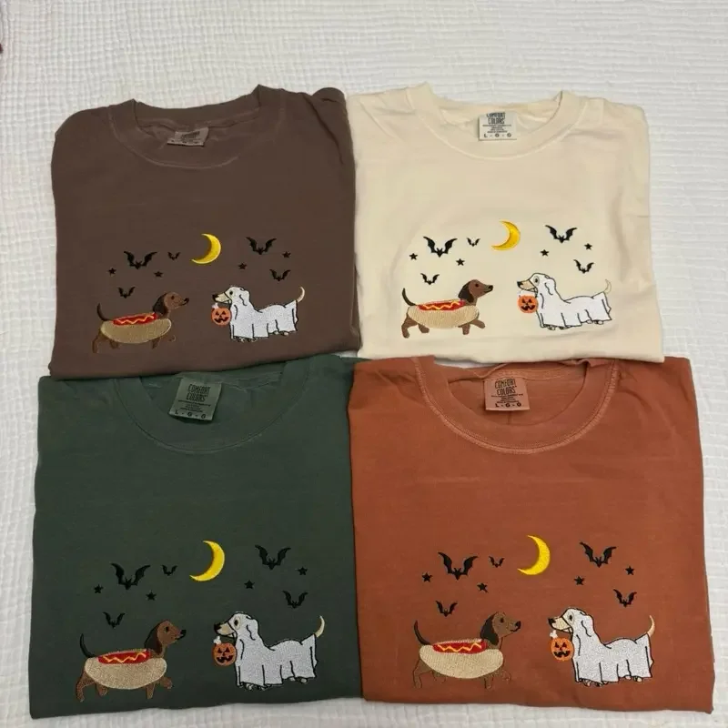 تي شيرت كلب حيوان مطرز برقبة دائرية وأكمام قصيرة للجنسين كاجوال قابل للتنفس ناعم كبير الحجم فضفاض مناسب ملابس خروج عصرية #3