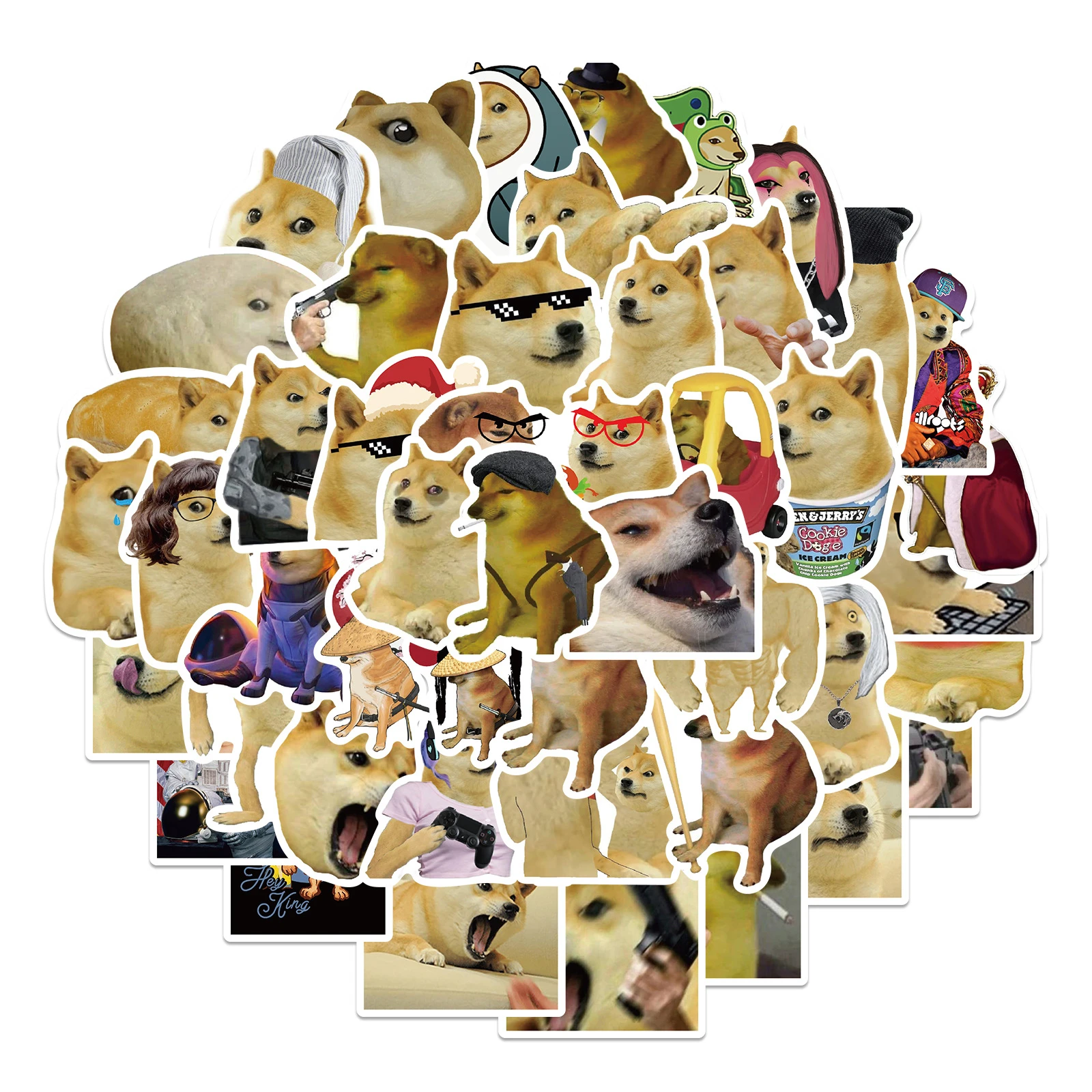 Lot de 10/50 autocollants graffiti exquis motif chien Genie de dessin animé pour téléphone, ordinateur, ordinateur portable, papeterie, jouets DIY