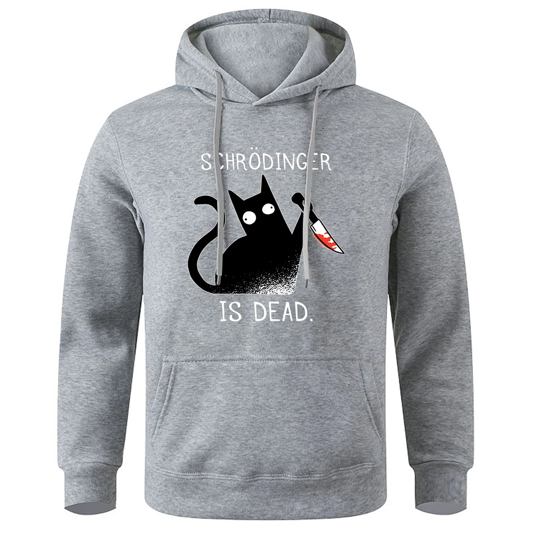 Schrodinger Is Dead Black Cat Male Hoodies O-Neck Loose Casual Hooded All Match Fashion Hoodie Street Sport For Men Sportswear