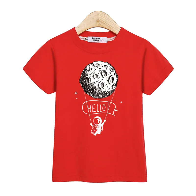 2024 New Astronaut Short Sleeved T-shirt Baby Boys Summer Tops Kids Cartoon Cotton Shirt 3-14T