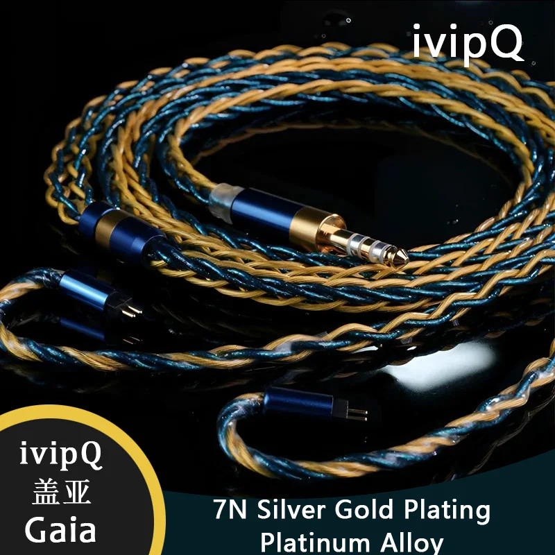 ivipQ-Gaia 7N Silver Gold Plated Platinum Alloy High Purity HiFi IEM Earphone Upgrade Cable Balance 4.4mm 2Pin 0.78mm MMCX Wire