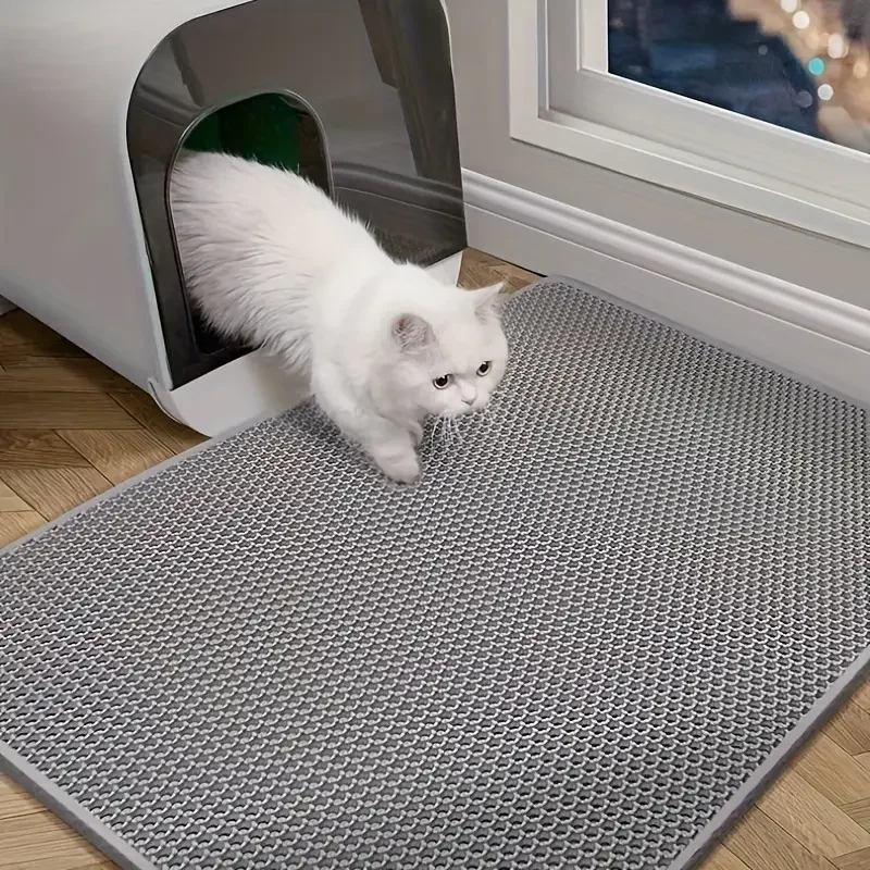 Double Layer Honeycomb Design Cat Litter Trapping Mat, Non-slip Washable Cat Cleaning Mat For Pet Toilet Kennel Litter Box