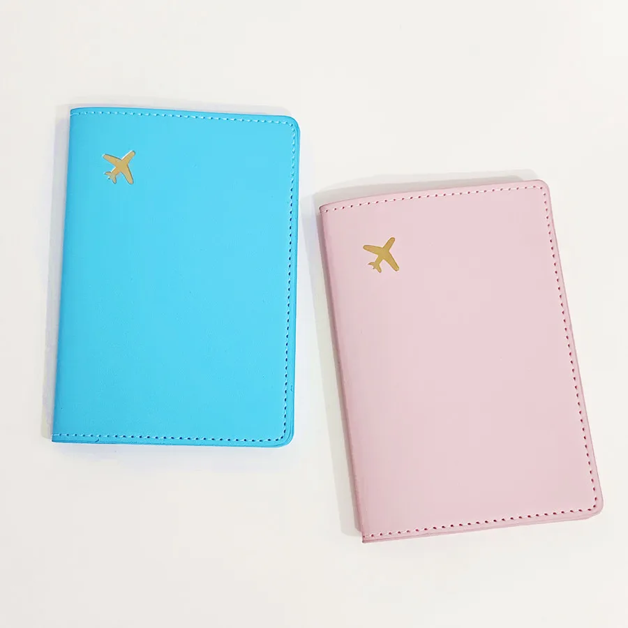 2PCS a Set Lovers or Sisters PU Leather Plane Passport Cover Case Holder Travel Accessories Lightweight Wallet for Women Man