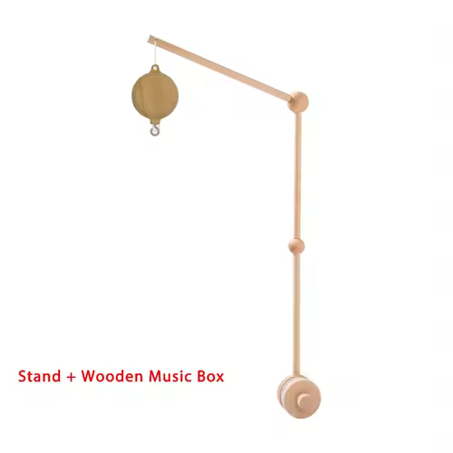 Wooden Crib Mobile Baby Bed Bell Rattle Toy Soft Felt Cartoon Bear Mobile bracket Newborn Music Box Bed Bell Hanging Bracket Toy - Image 25