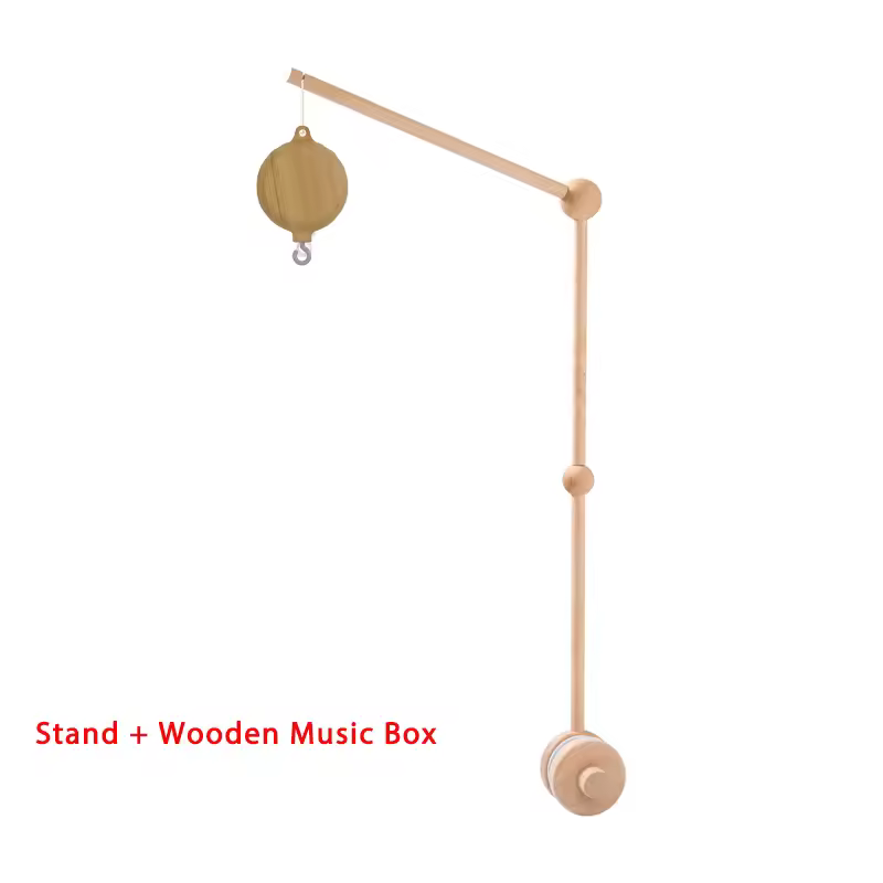 Wooden Crib Mobile Baby Bed Bell Rattle Toy Soft Felt Cartoon Bear Mobile bracket Newborn Music Box Bed Bell Hanging Bracket Toy - Image 25